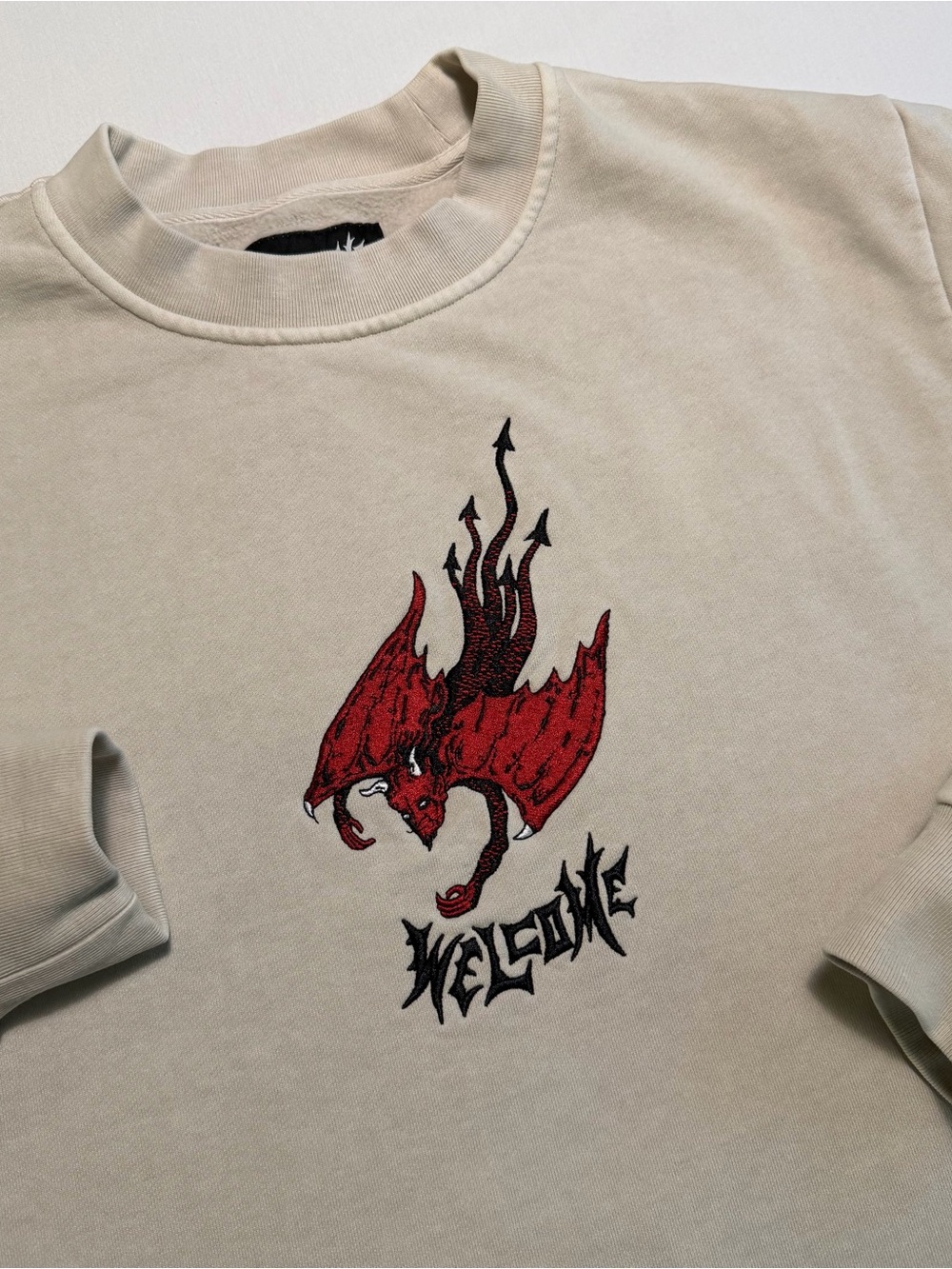 Welcome Skateboards Devil Sweatshirt Men MED Demon Satan 666 Cult Fallen Angel